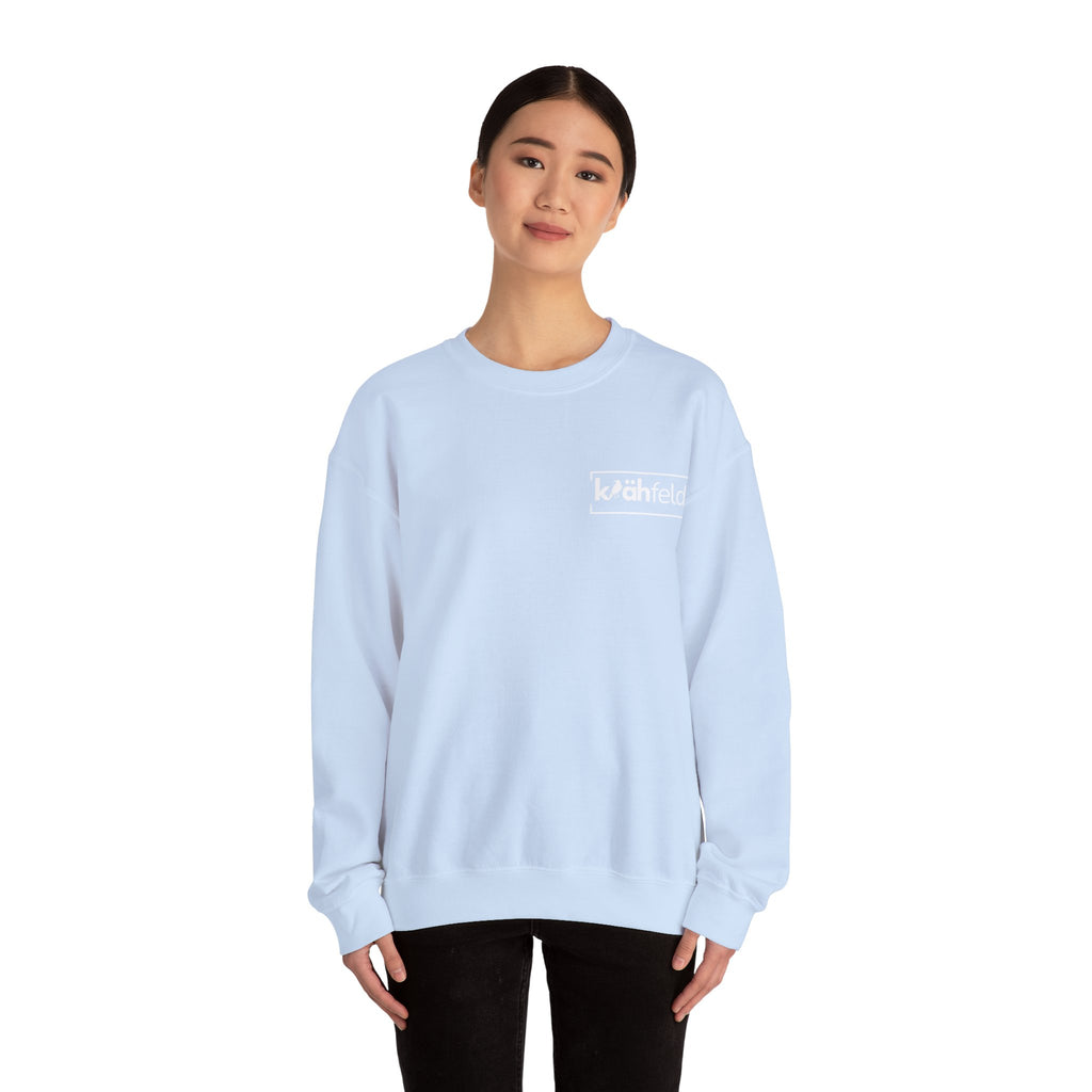 Kahfeld Logo Crewneck Sweatshirt — Minimal White Graphic Sweatshirt