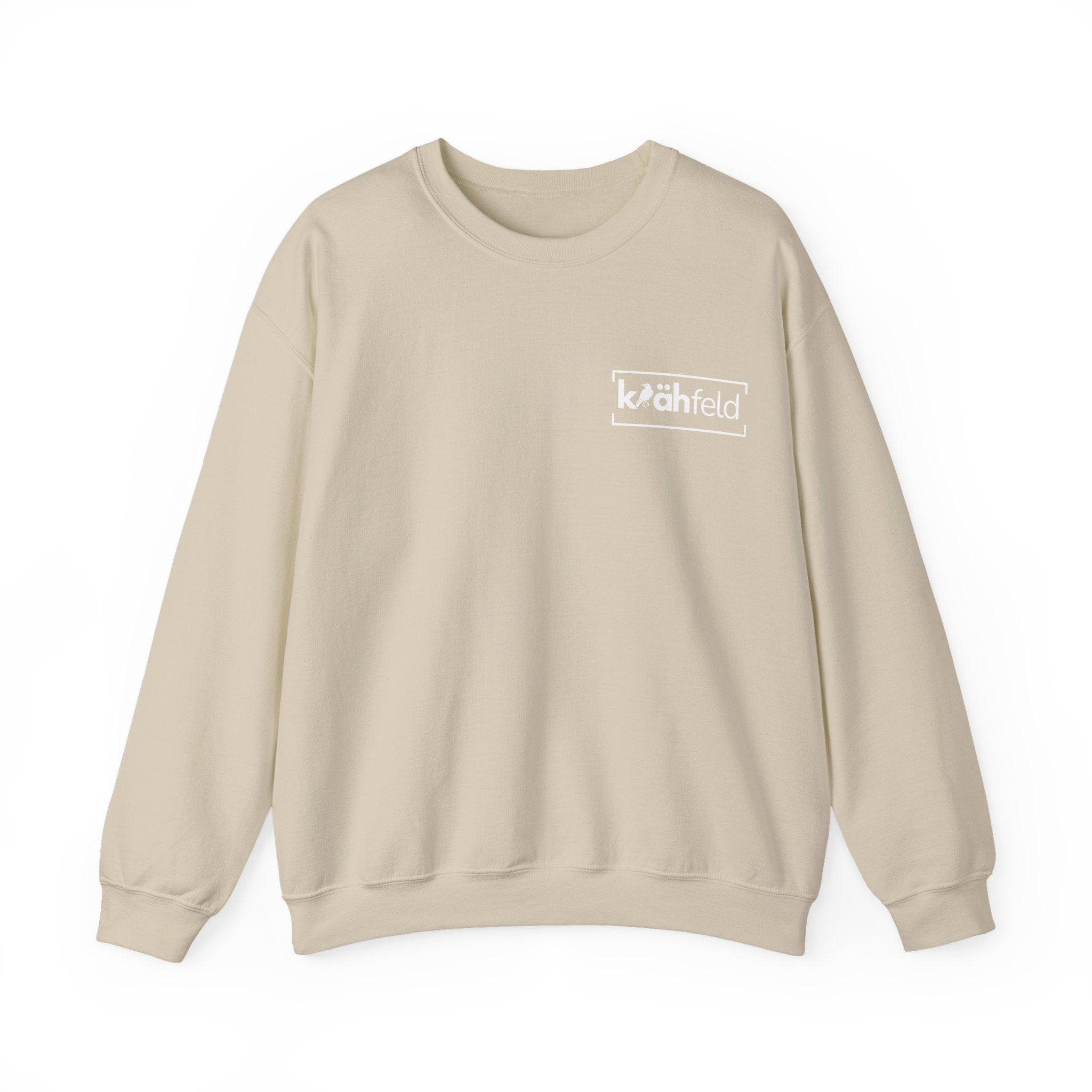 Kahfeld Logo Crewneck Sweatshirt — Minimal White Graphic Sweatshirt