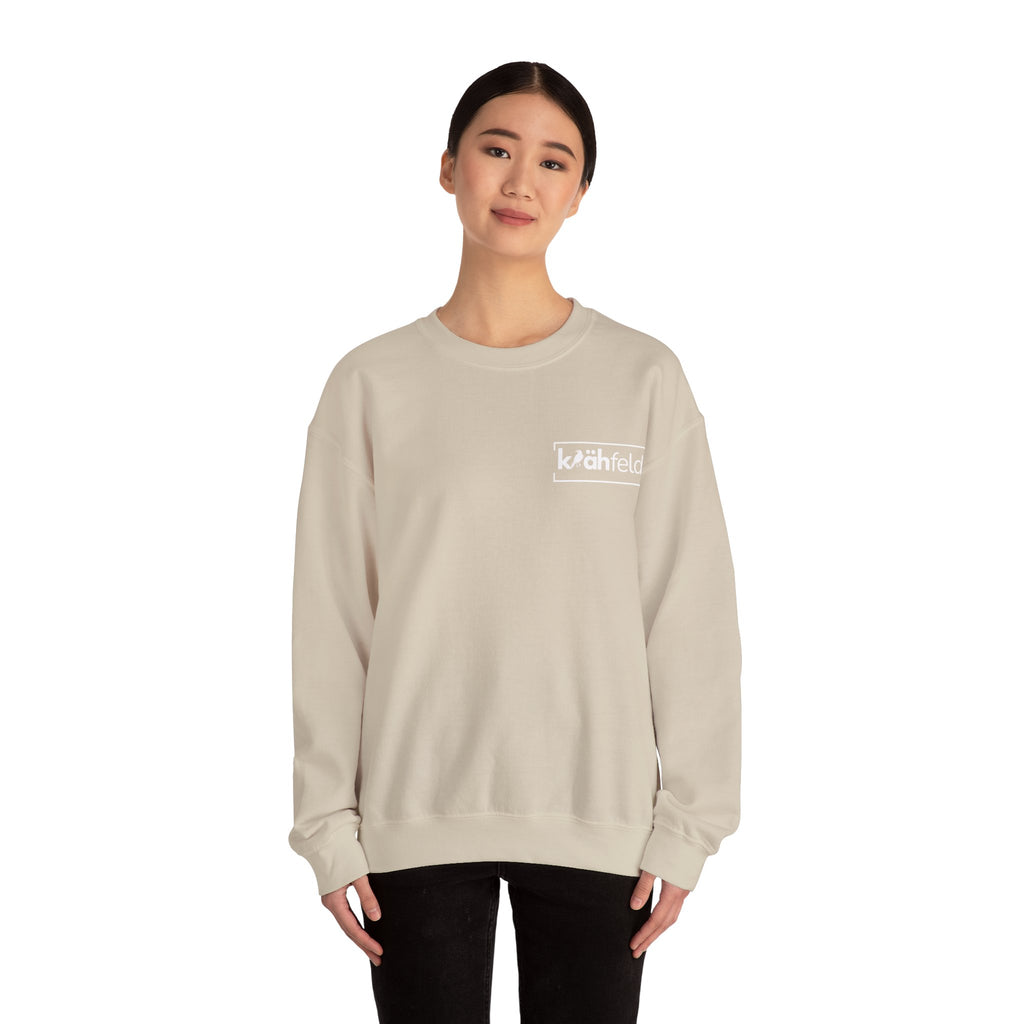 Kahfeld Logo Crewneck Sweatshirt — Minimal White Graphic Sweatshirt
