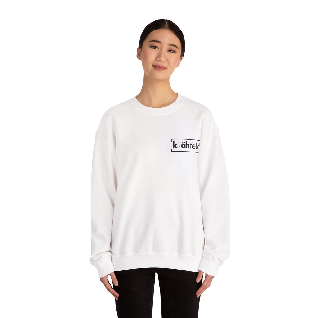 Kahfeld Logo Crewneck Sweatshirt — Minimal White Graphic Sweatshirt