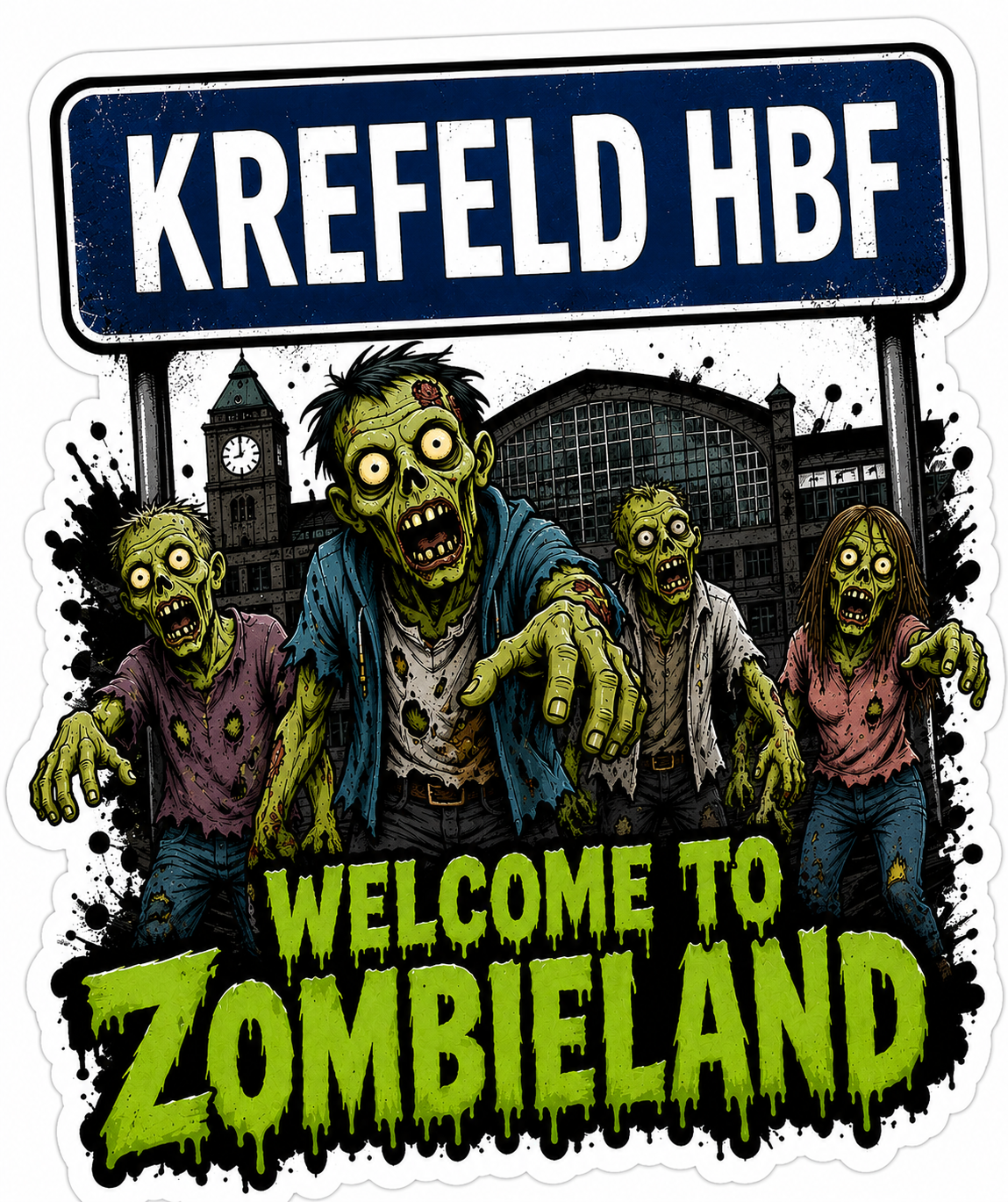 15x Krefeld HBF – Welcome to Zombieland | Meme Kollektion | Sticker I Aufkleber