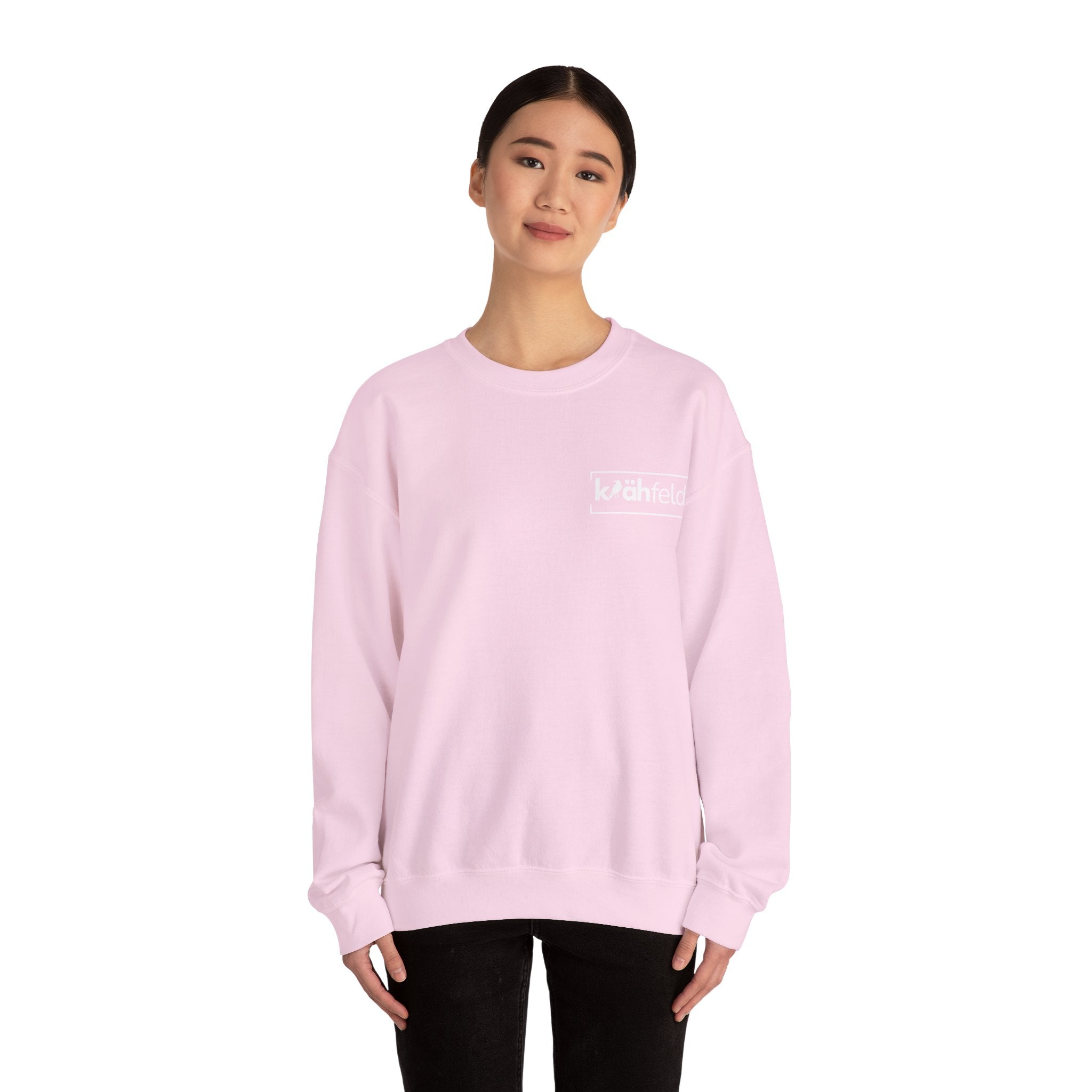 Kahfeld Logo Crewneck Sweatshirt — Minimal White Graphic Sweatshirt