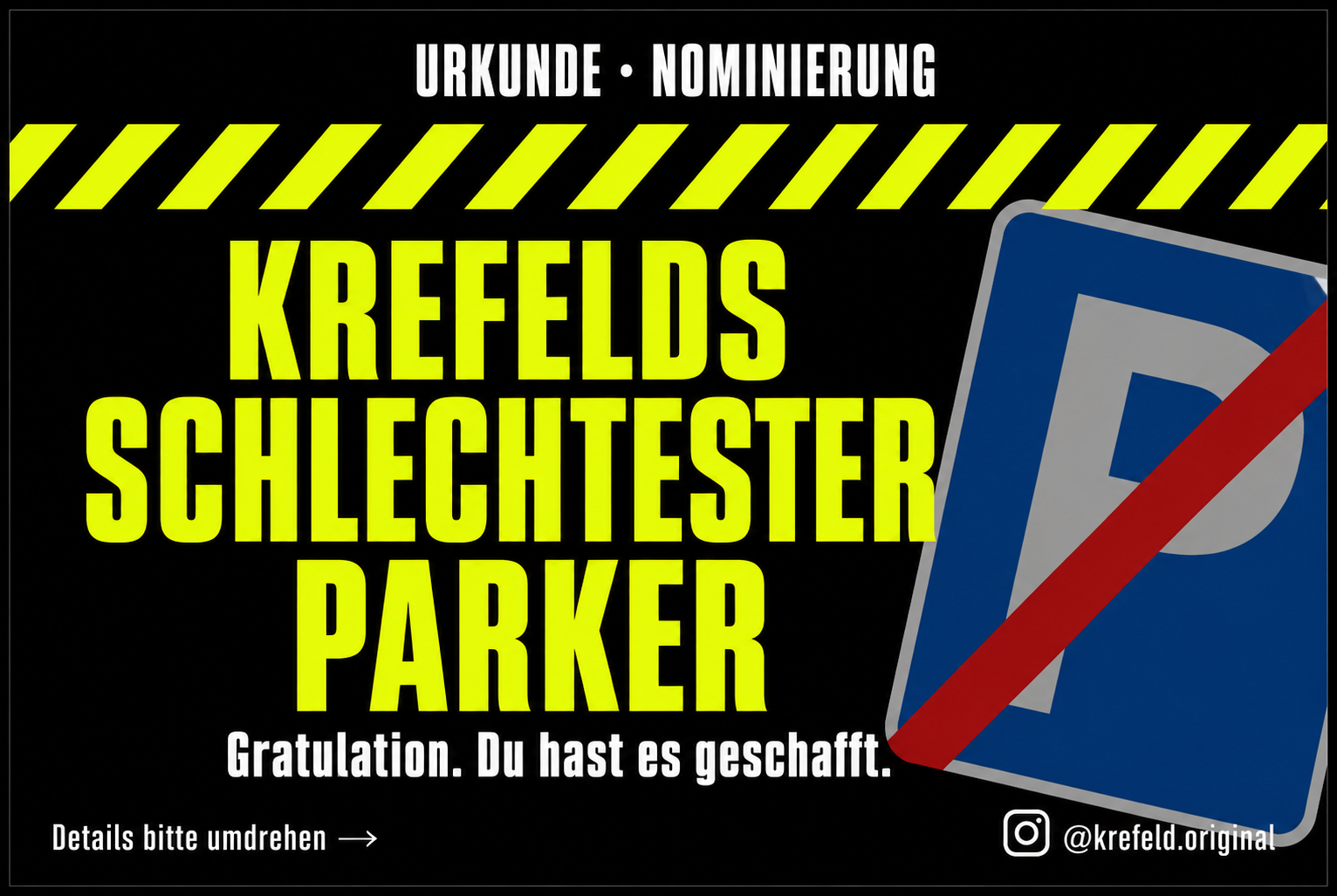 Krefelds schlechtester Parker" – 50 Falschparker Karten Meme Kollektion / Spaß Artikel